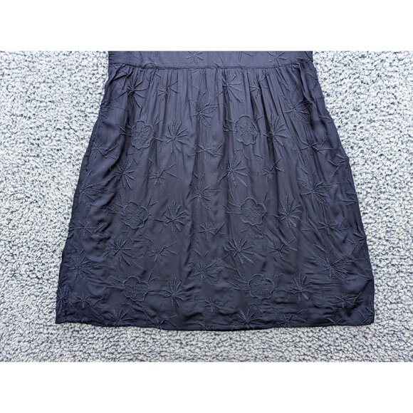 Loft V Neck Mini Dress Size 2 Floral Embroidered Sleeveless Cocktail Dark Blue - Picture 5 of 13
